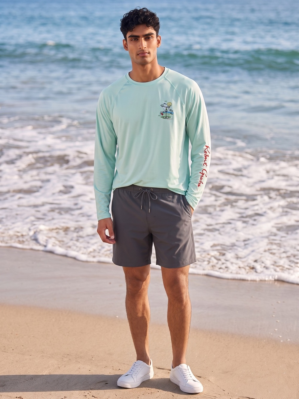 NWT New Robert Graham Long Sleeve Swim Rash Guard Shirt In Cabbage Size L